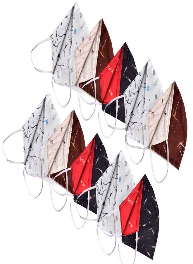 Kundan Cotton Reusable Reversible Washable Anti Pollution 3 Layer Face Mask (Pack Of 10 Mask) - Image 2